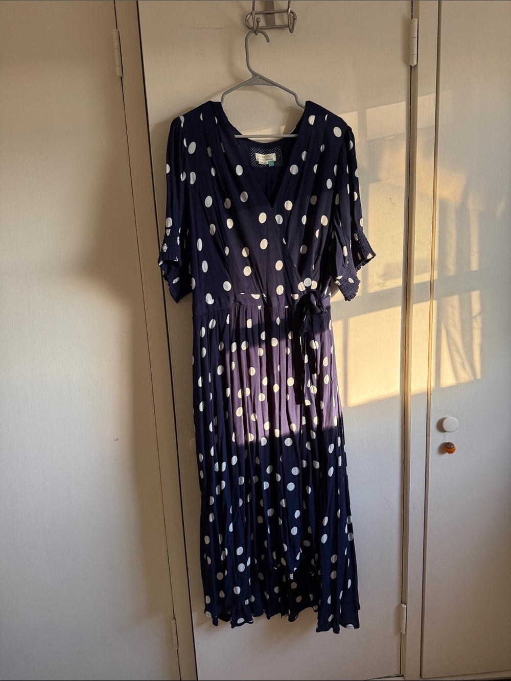 Anthropologie “MAEVE” Navy Polka Dot Midi Dress Women’s US20W